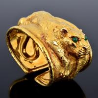 David Webb 18K Gold & Emerald Leopard Cuff Bracelet - Sold for $19,200 on 11-09-2023 (Lot 1101).jpg